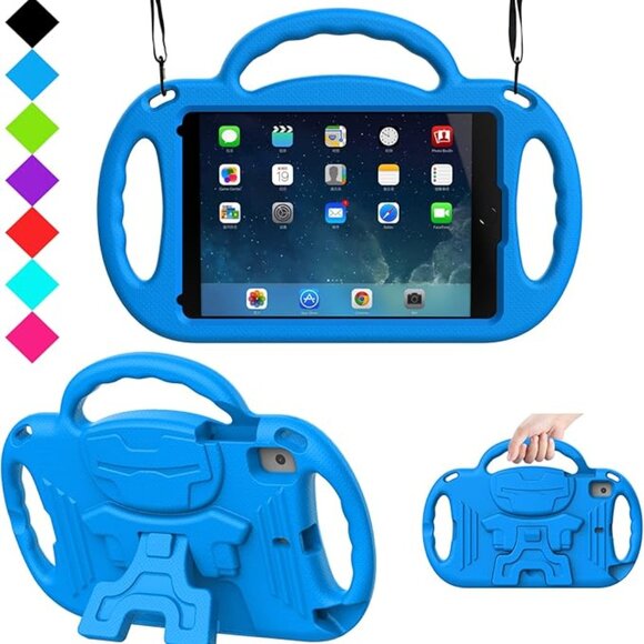 Apple Ipad 9th/8th/7th Generation Blue Kids Case With Stand Lightweight/Durable - Picture 1 of 6